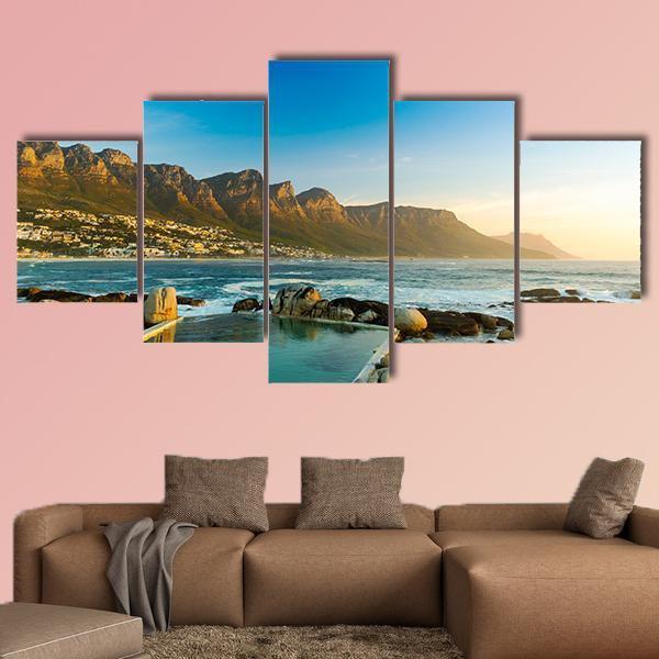 Twelve Apostles In South Africa At Sunset Canvas Wall Art-5 Star-Gallery Wrap-62" x 32"-Tiaracle