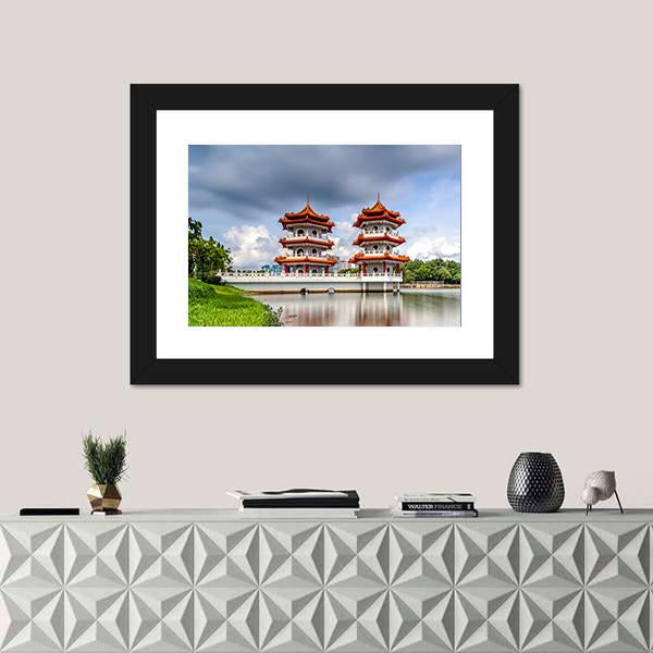 Twin Pagoda China Panoramic Canvas Wall Art-1 Piece-36" x 12"-Tiaracle