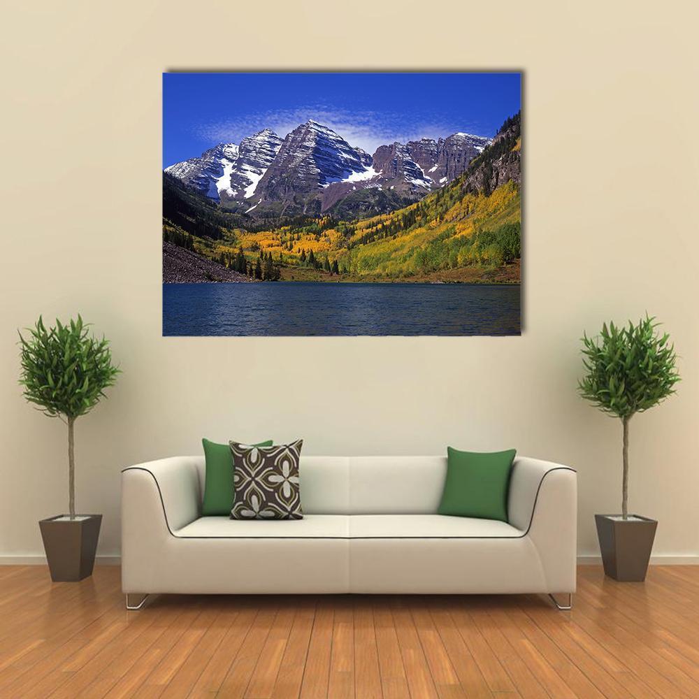 Maroon Bells Canvas Wall Art-1 Piece-Gallery Wrap-48" x 32"-Tiaracle