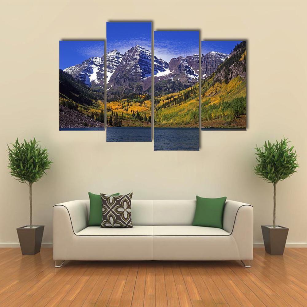Maroon Bells Canvas Wall Art-4 Pop-Gallery Wrap-50" x 32"-Tiaracle
