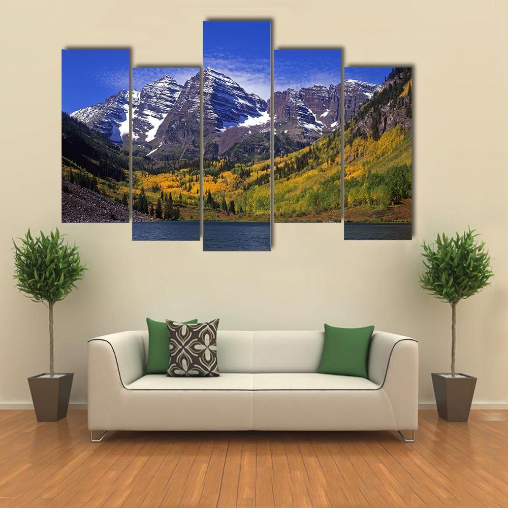 Maroon Bells Canvas Wall Art-5 Pop-Gallery Wrap-47" x 32"-Tiaracle