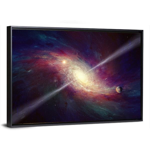 Twisted Galaxy Bright Quasar In Deep Space Canvas Wall Art-5 Horizontal-Gallery Wrap-22" x 12"-Tiaracle