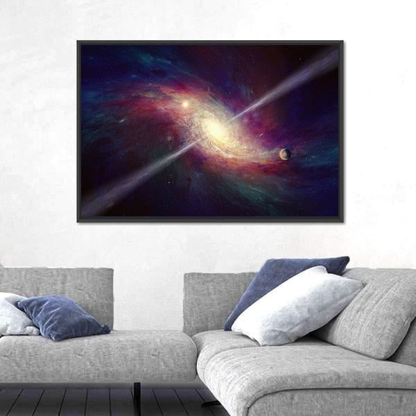 Twisted Galaxy In Space Panoramic Canvas Wall Art-1 Piece-36" x 12"-Tiaracle