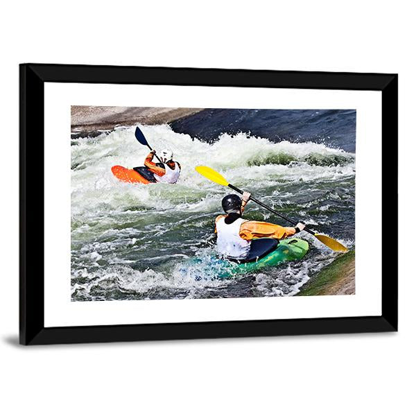 Two Active Kayakers Canvas Wall Art-5 Horizontal-Gallery Wrap-22" x 12"-Tiaracle