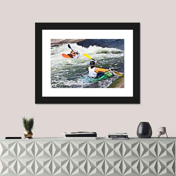 Two Active Kayakers Canvas Wall Art-5 Horizontal-Gallery Wrap-22" x 12"-Tiaracle