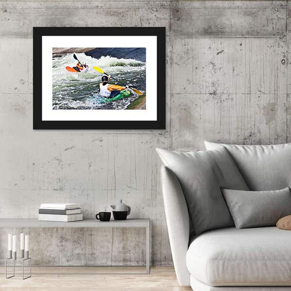 Two Active Kayakers Canvas Wall Art-5 Horizontal-Gallery Wrap-22" x 12"-Tiaracle