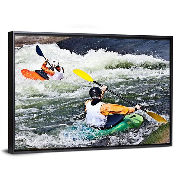 Two Active Kayakers Canvas Wall Art-5 Horizontal-Gallery Wrap-22" x 12"-Tiaracle