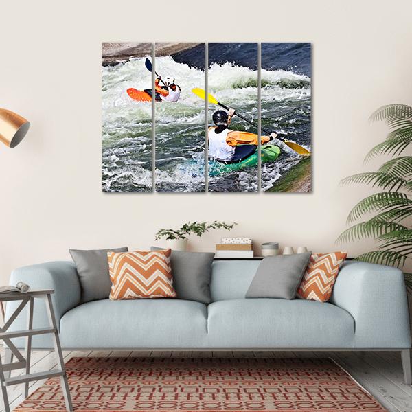 Two Active Kayakers Canvas Wall Art-4 Horizontal-Gallery Wrap-34" x 24"-Tiaracle
