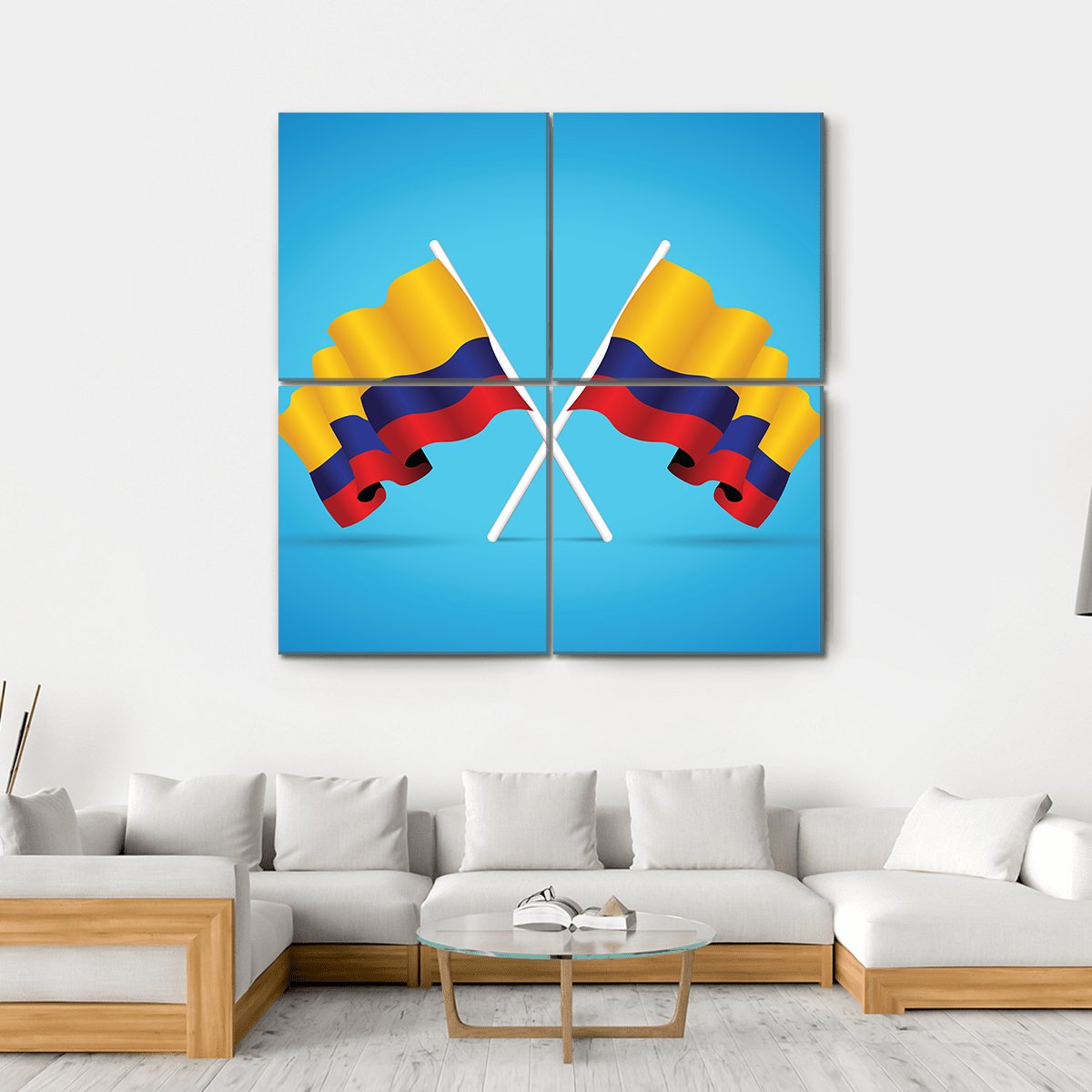 Two Colombian Flags Canvas Wall Art-4 Square-Gallery Wrap-17" x 17"-Tiaracle