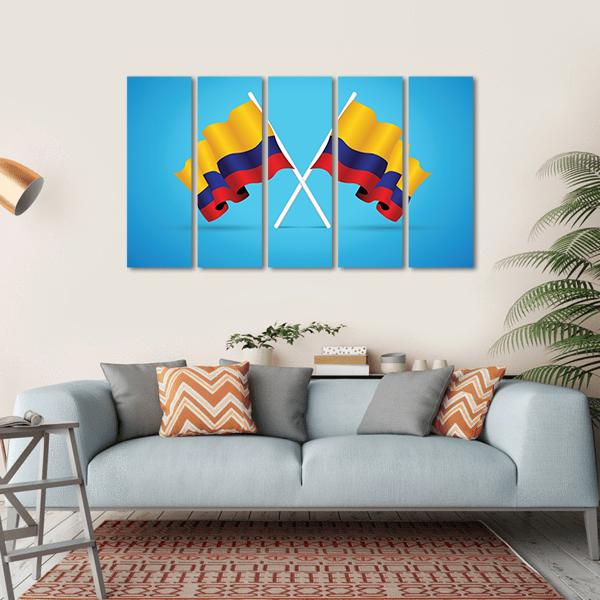 Two Colombian Flags Canvas Wall Art-5 Horizontal-Gallery Wrap-22" x 12"-Tiaracle