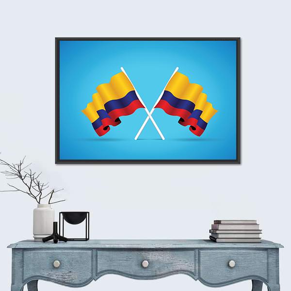 Two Colombian Flags Canvas Wall Art-5 Horizontal-Gallery Wrap-22" x 12"-Tiaracle