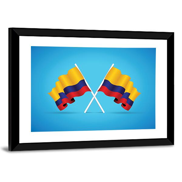 Two Colombian Flags Panoramic Canvas Wall Art-1 Piece-36" x 12"-Tiaracle