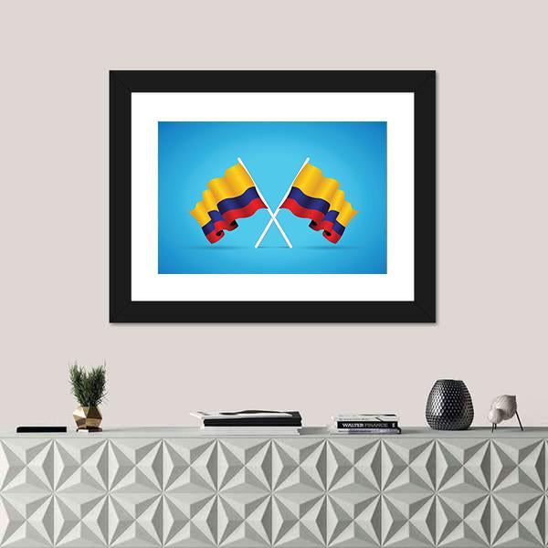 Two Colombian Flags Panoramic Canvas Wall Art-1 Piece-36" x 12"-Tiaracle