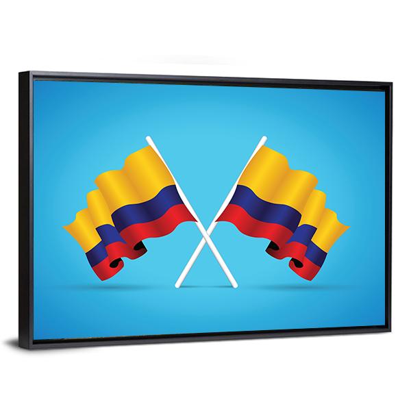 Two Colombian Flags Panoramic Canvas Wall Art-1 Piece-36" x 12"-Tiaracle