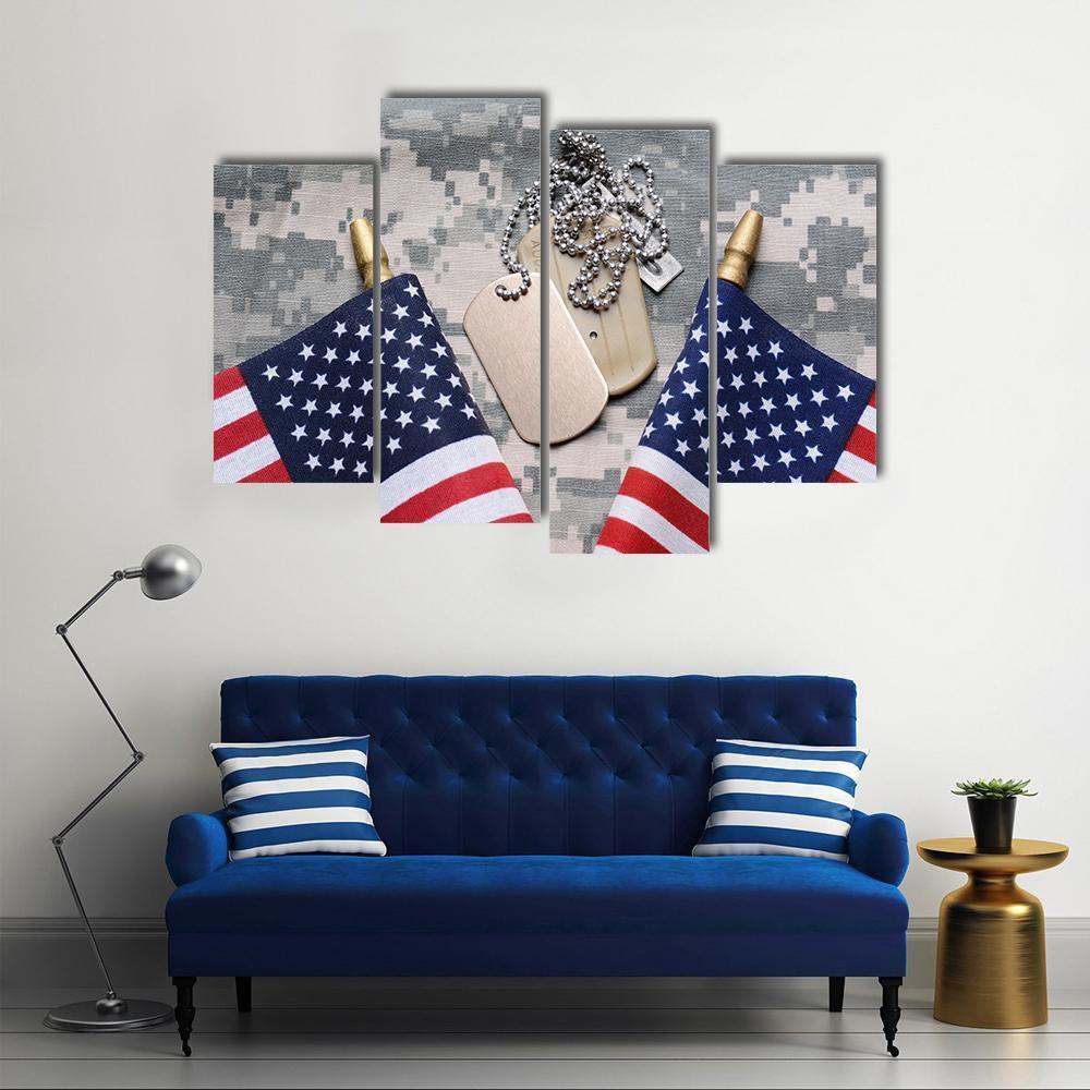 Two Crossed American Flags Canvas Wall Art-4 Pop-Gallery Wrap-50" x 32"-Tiaracle