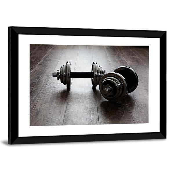 Two Dumbbells For Fitness Canvas Wall Art-3 Horizontal-Gallery Wrap-25" x 16"-Tiaracle