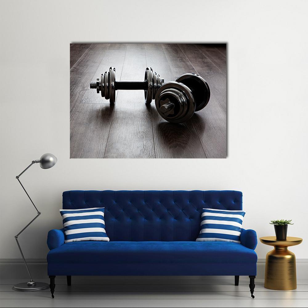 Two Dumbbells For Fitness Canvas Wall Art-4 Horizontal-Gallery Wrap-34" x 24"-Tiaracle