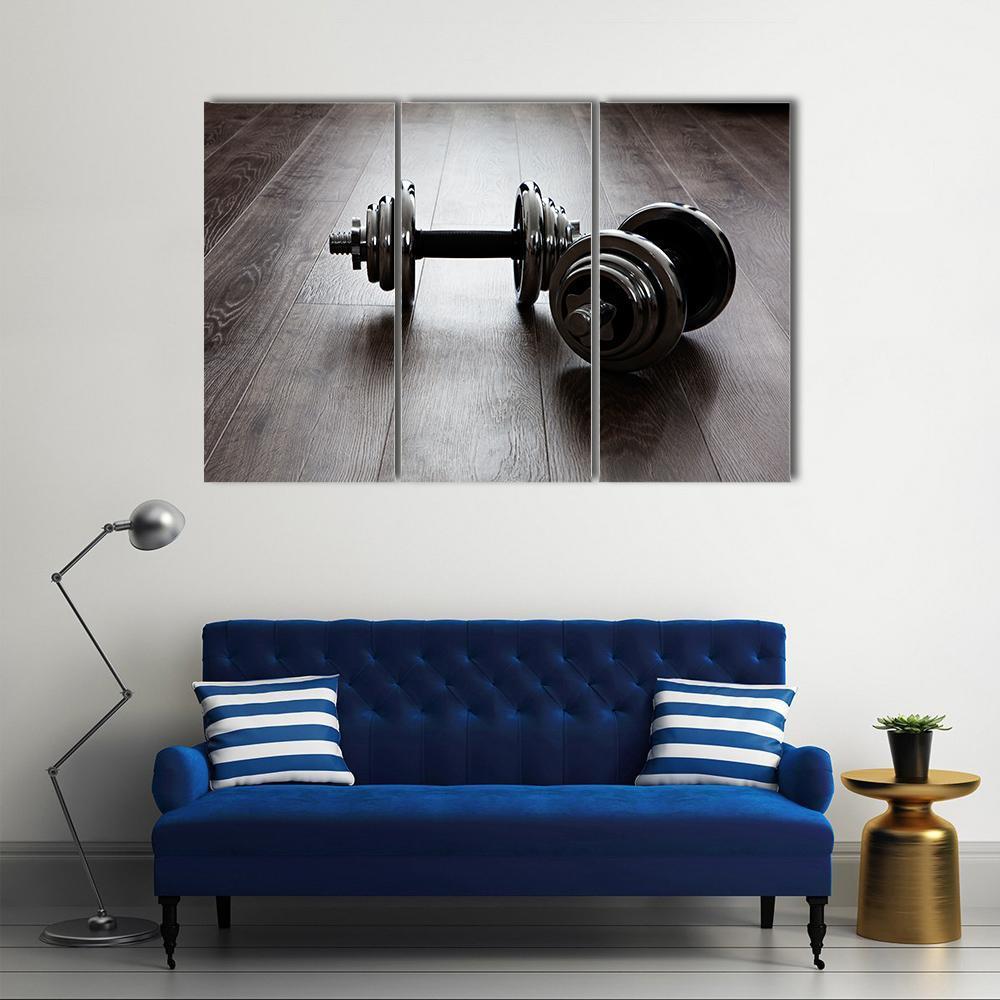 Two Dumbbells For Fitness Canvas Wall Art-3 Horizontal-Gallery Wrap-37&quot; x 24&quot;-Tiaracle