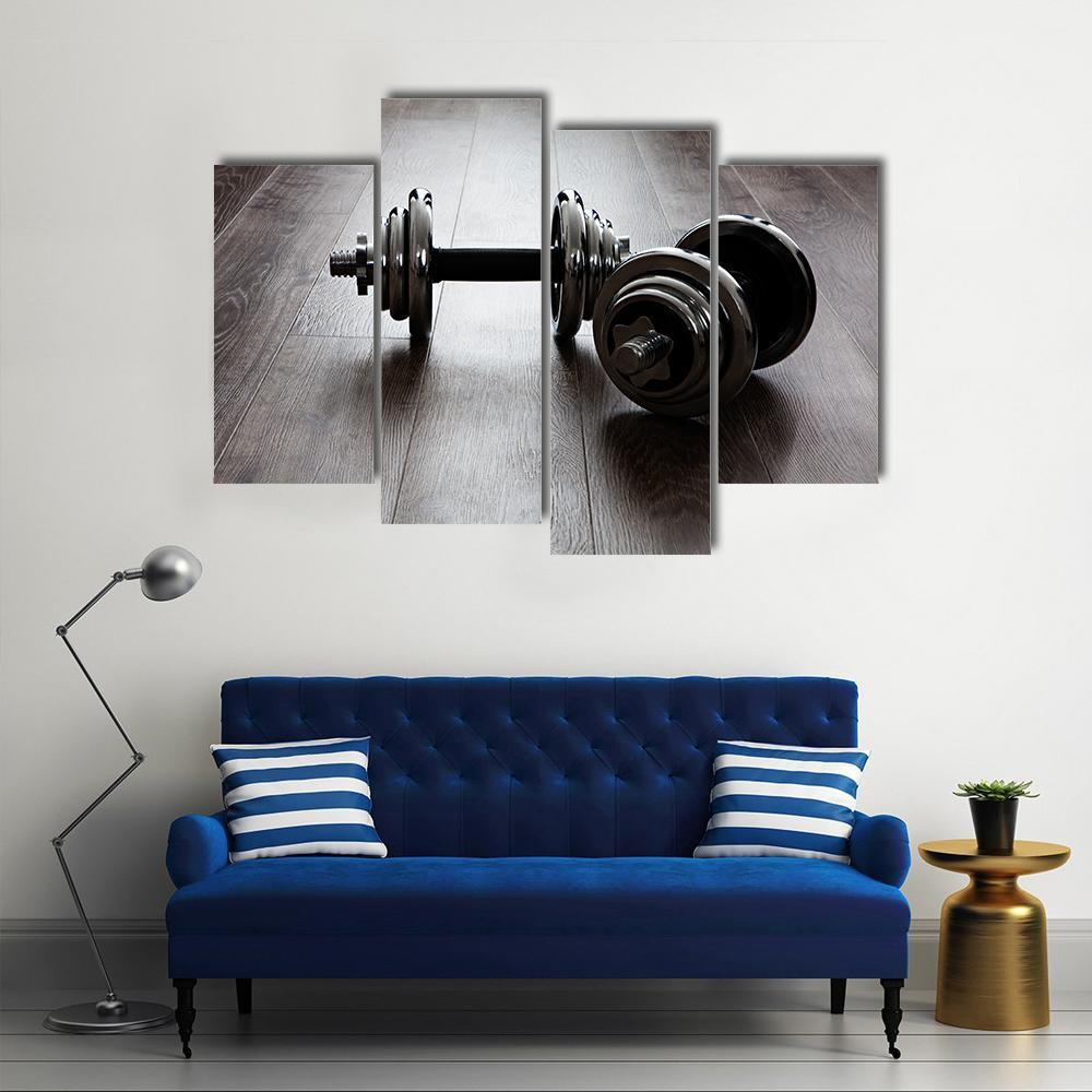 Two Dumbbells For Fitness Canvas Wall Art-4 Pop-Gallery Wrap-50&quot; x 32&quot;-Tiaracle