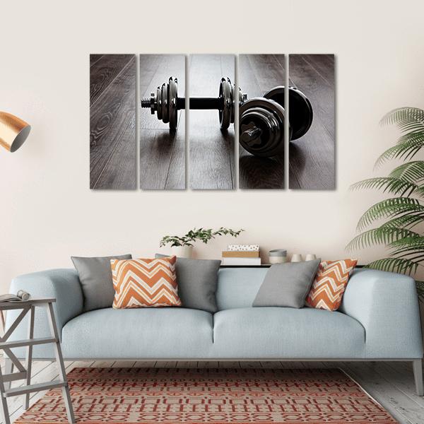 Two Dumbbells For Fitness Canvas Wall Art-5 Horizontal-Gallery Wrap-22" x 12"-Tiaracle
