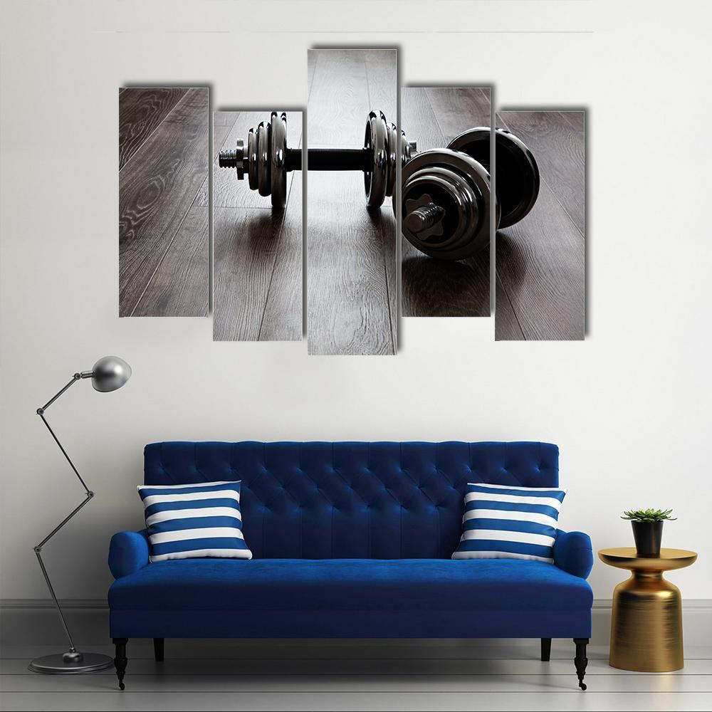 Two Dumbbells For Fitness Canvas Wall Art-5 Pop-Gallery Wrap-47" x 32"-Tiaracle