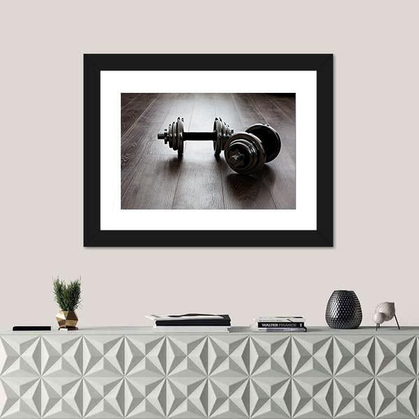 Two Dumbbells For Fitness Panoramic Canvas Wall Art-1 Piece-36" x 12"-Tiaracle