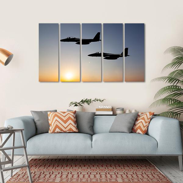 Two Fighter Jets Canvas Wall Art-5 Horizontal-Gallery Wrap-22" x 12"-Tiaracle