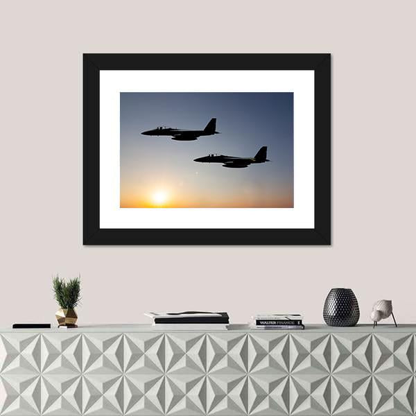 Two Fighter Jets Panoramic Canvas Wall Art-1 Piece-36" x 12"-Tiaracle