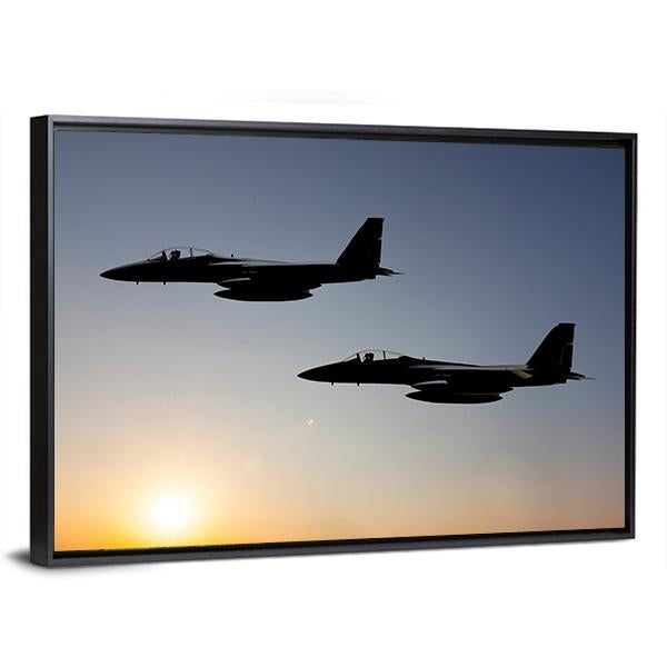 Two Fighter Jets Panoramic Canvas Wall Art-1 Piece-36" x 12"-Tiaracle
