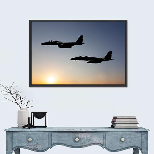 Two Fighter Jets Panoramic Canvas Wall Art-1 Piece-36" x 12"-Tiaracle