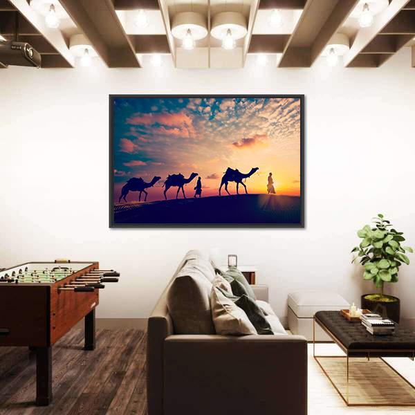 Two Indian Cameleers Canvas Wall Art-3 Horizontal-Gallery Wrap-25" x 16"-Tiaracle