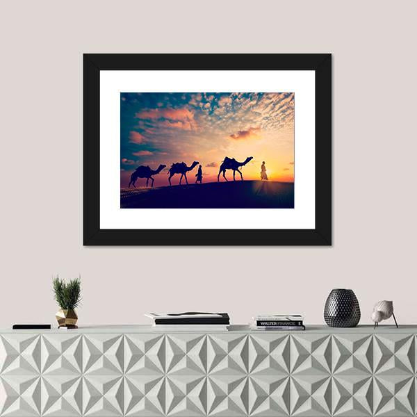 Two Indian Cameleers Canvas Wall Art-5 Horizontal-Gallery Wrap-22" x 12"-Tiaracle