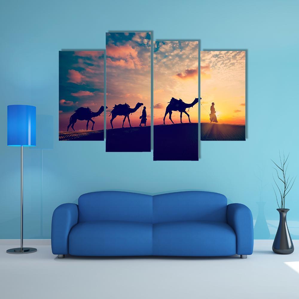 Two Indian Cameleers Canvas Wall Art-4 Pop-Gallery Wrap-50" x 32"-Tiaracle