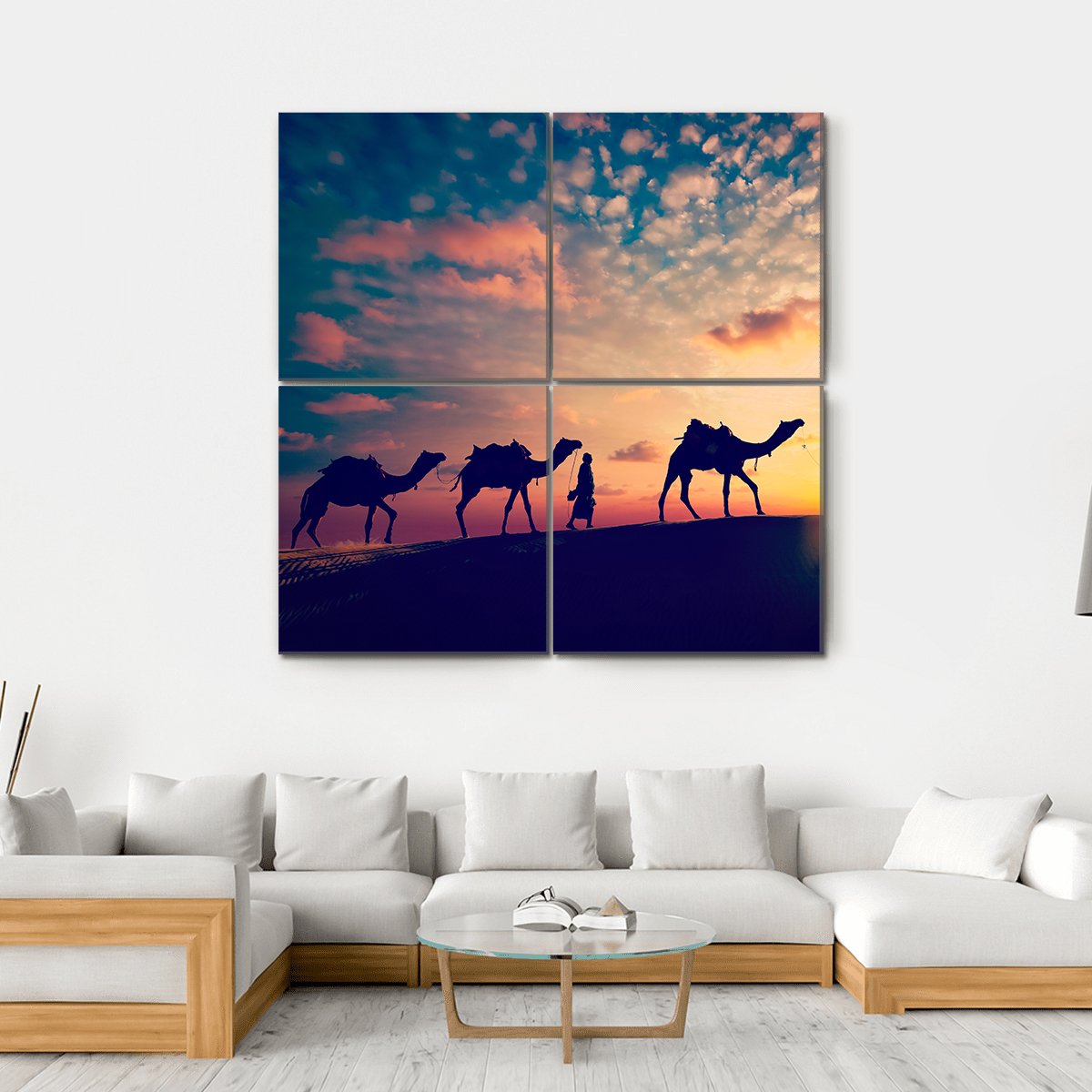 Two Indian Cameleers Canvas Wall Art-4 Square-Gallery Wrap-17" x 17"-Tiaracle