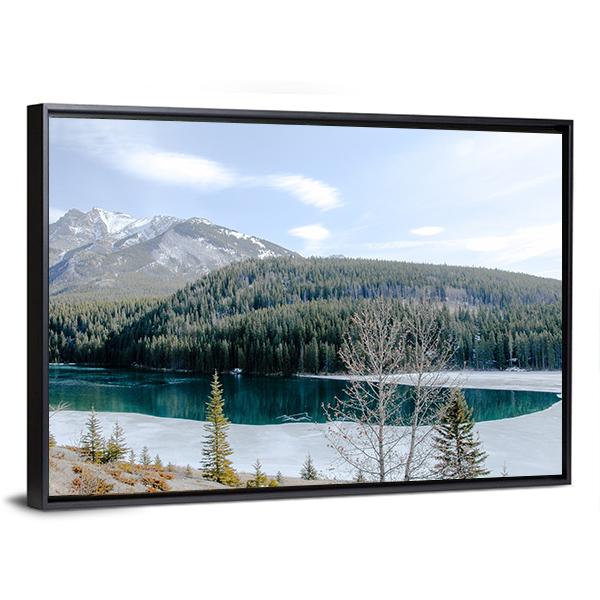 Two Jack Lake In Winter Canvas Wall Art-3 Horizontal-Gallery Wrap-25" x 16"-Tiaracle
