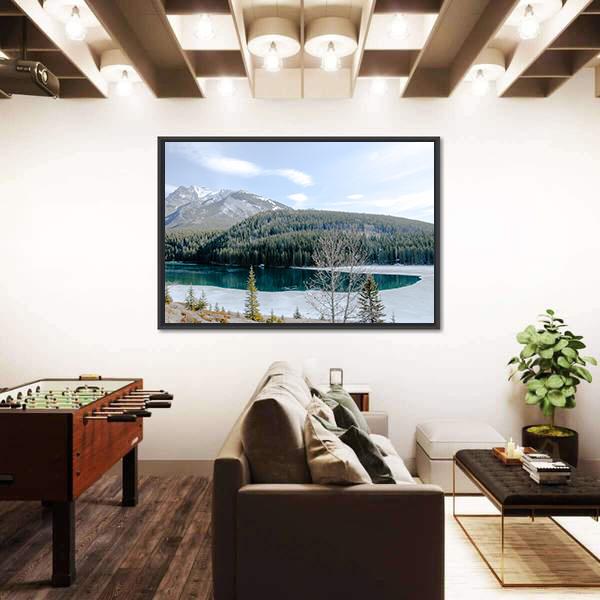 Two Jack Lake In Winter Canvas Wall Art-3 Horizontal-Gallery Wrap-25" x 16"-Tiaracle
