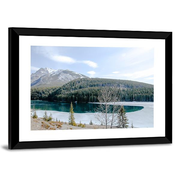 Two Jack Lake In Winter Canvas Wall Art-3 Horizontal-Gallery Wrap-25" x 16"-Tiaracle