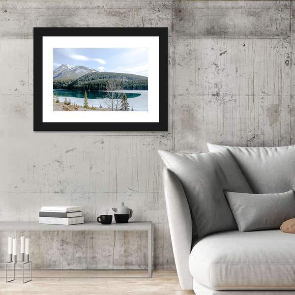 Two Jack Lake In Winter Canvas Wall Art-3 Horizontal-Gallery Wrap-25" x 16"-Tiaracle