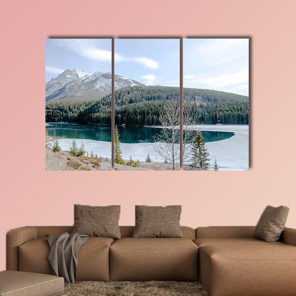 Two Jack Lake In Winter Canvas Wall Art-3 Horizontal-Gallery Wrap-37" x 24"-Tiaracle