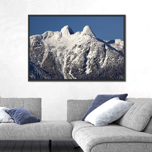 Two Lions Snow Mountains Canvas Wall Art-1 Piece-Floating Frame-24" x 16"-Tiaracle