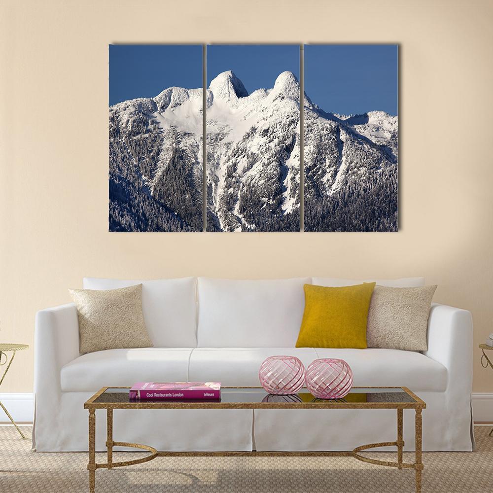 Two Lions Snow Mountains Canvas Wall Art-3 Horizontal-Gallery Wrap-37" x 24"-Tiaracle