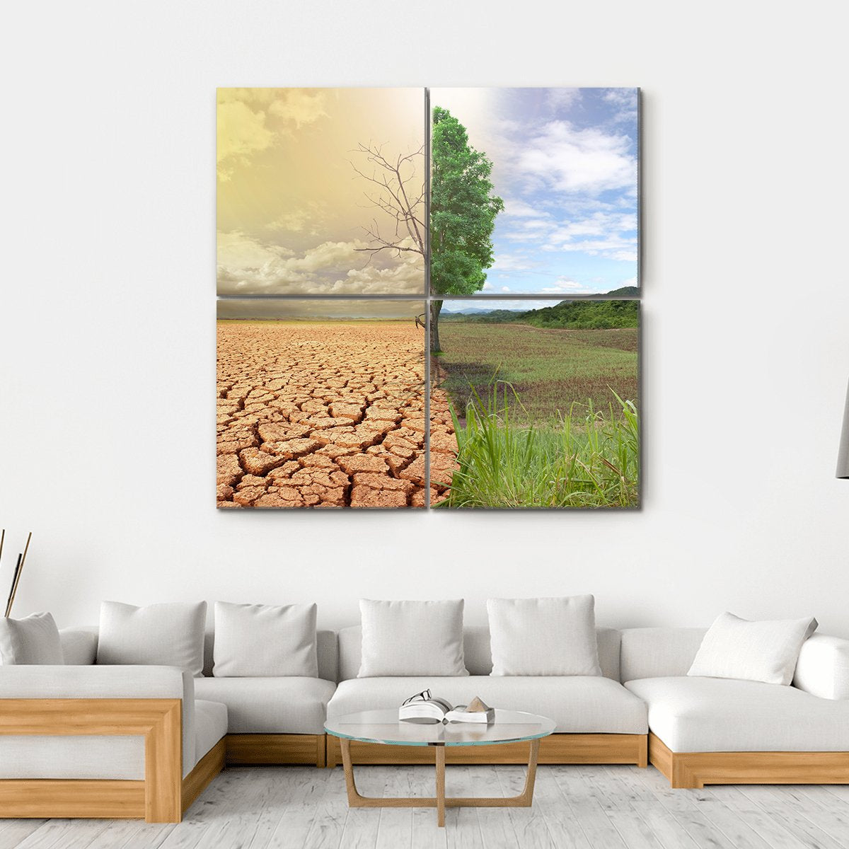 Two Season Concept Canvas Wall Art-4 Square-Gallery Wrap-17" x 17"-Tiaracle