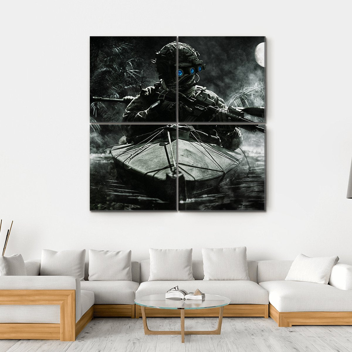 Two Special Forces Operators Canvas Wall Art-4 Square-Gallery Wrap-17" x 17"-Tiaracle