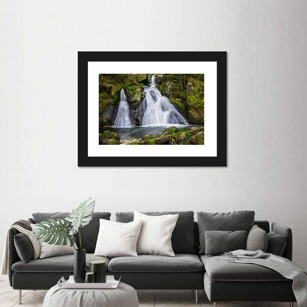 Two Terraces Of Triberg Waterfalls Canvas Wall Art-1 Piece-Framed Print-20" x 16"-Tiaracle
