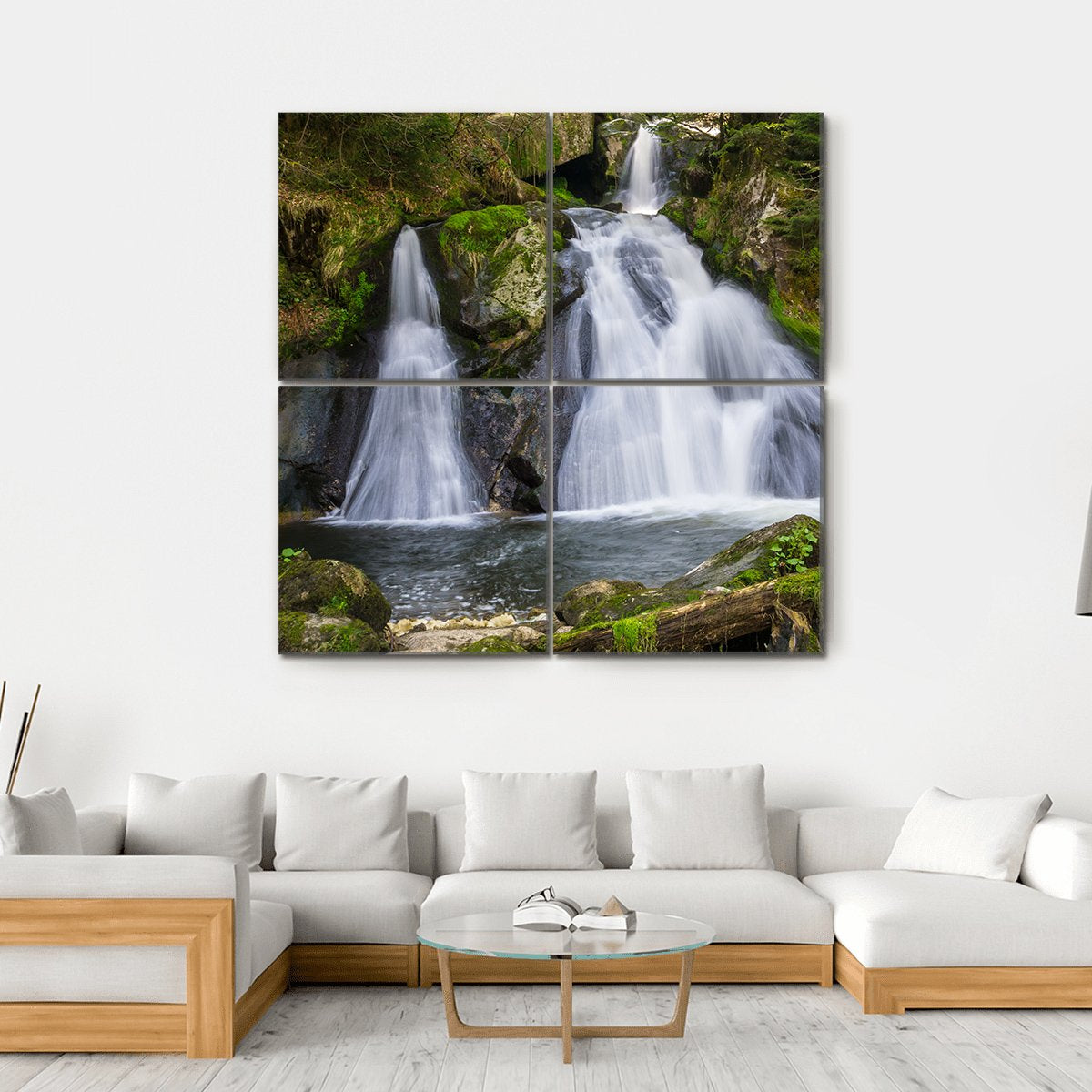 Two Terraces Of Triberg Waterfalls Canvas Wall Art-4 Square-Gallery Wrap-17" x 17"-Tiaracle