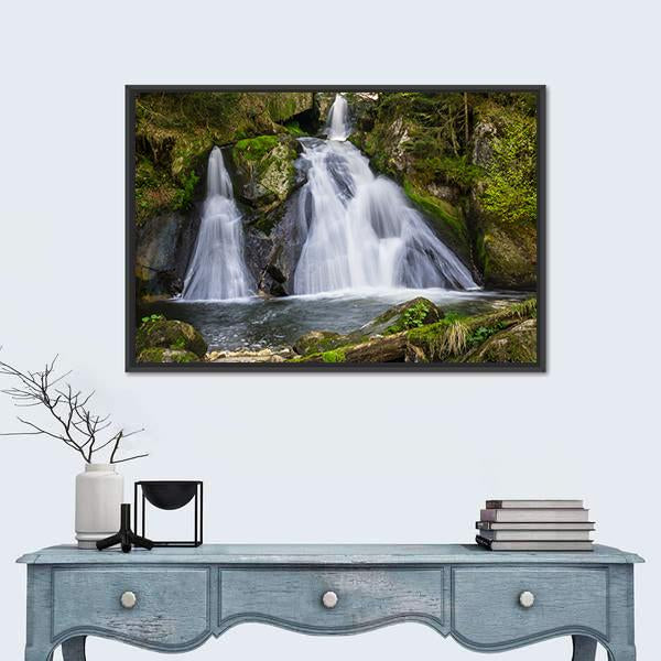 Two Terraces Of Triberg Waterfalls Canvas Wall Art-5 Horizontal-Gallery Wrap-22" x 12"-Tiaracle