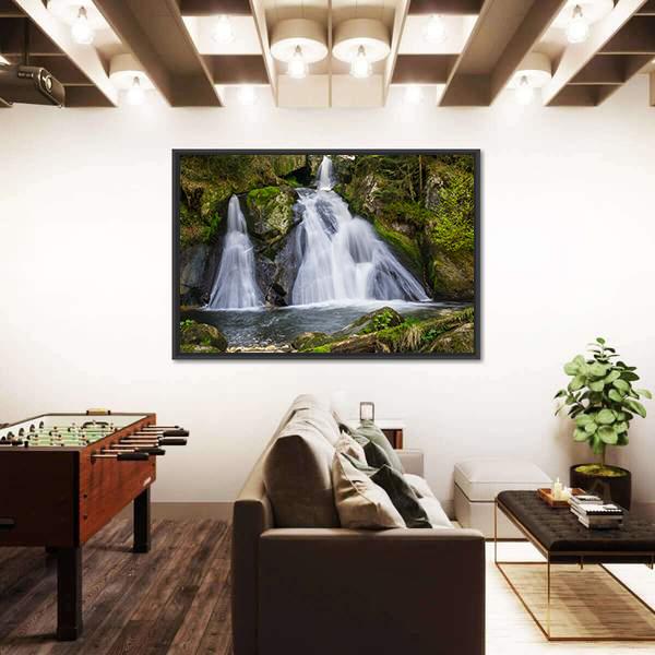 Two Terraces Of Triberg Waterfalls Canvas Wall Art-5 Horizontal-Gallery Wrap-22" x 12"-Tiaracle