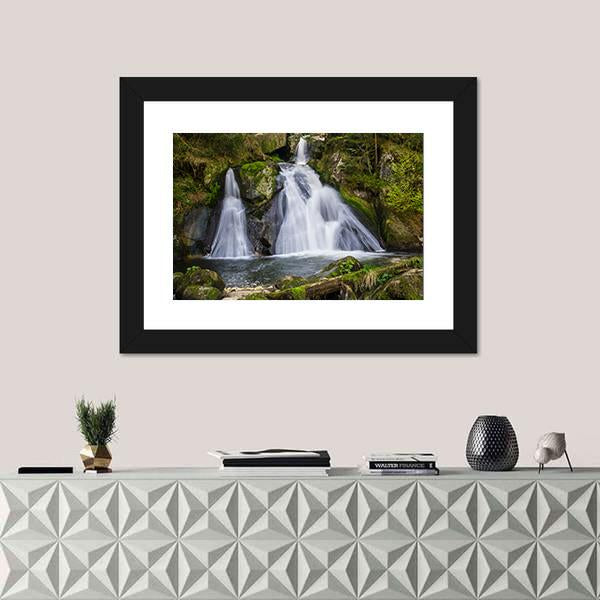 Two Terraces Of Triberg Waterfalls Canvas Wall Art-5 Horizontal-Gallery Wrap-22" x 12"-Tiaracle