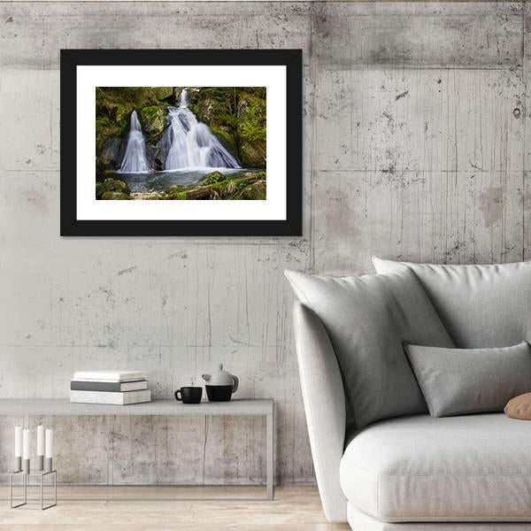 Two Terraces Of Triberg Waterfalls Canvas Wall Art-5 Horizontal-Gallery Wrap-22" x 12"-Tiaracle