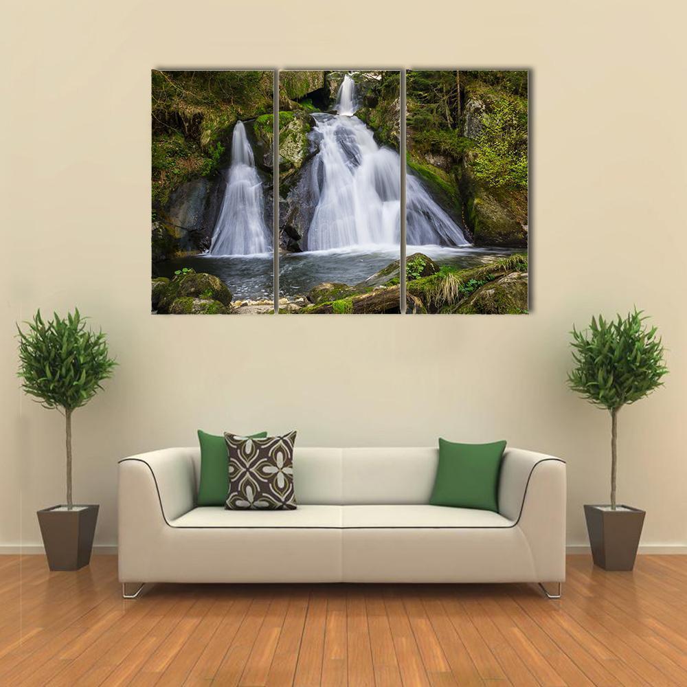 Two Terraces Of Triberg Waterfalls Canvas Wall Art-3 Horizontal-Gallery Wrap-37" x 24"-Tiaracle